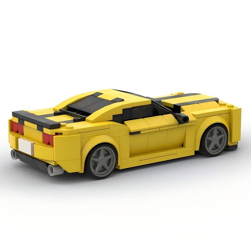 Fifth-Gen Yellow V8 Muscle Car MOC Building Kit | Vehicle Model - 4