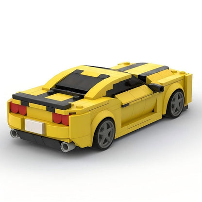 Fifth-Gen Yellow V8 Muscle Car MOC Building Kit | Vehicle Model - 5