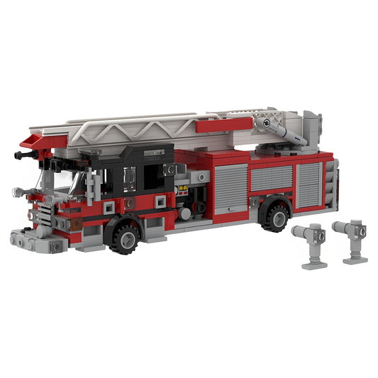 Fire Ladder Truck With Stabilizers MOC Building Kit - 1