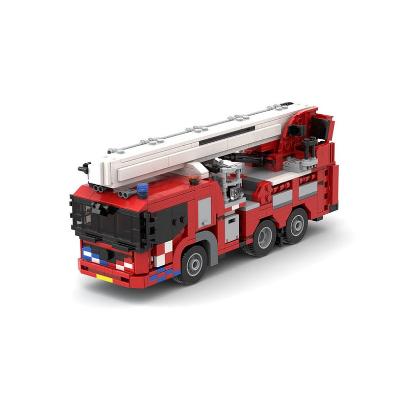 Fire Truck Aerial Platform Elevator MOC Building Kit | Rescue Vehicle - 1