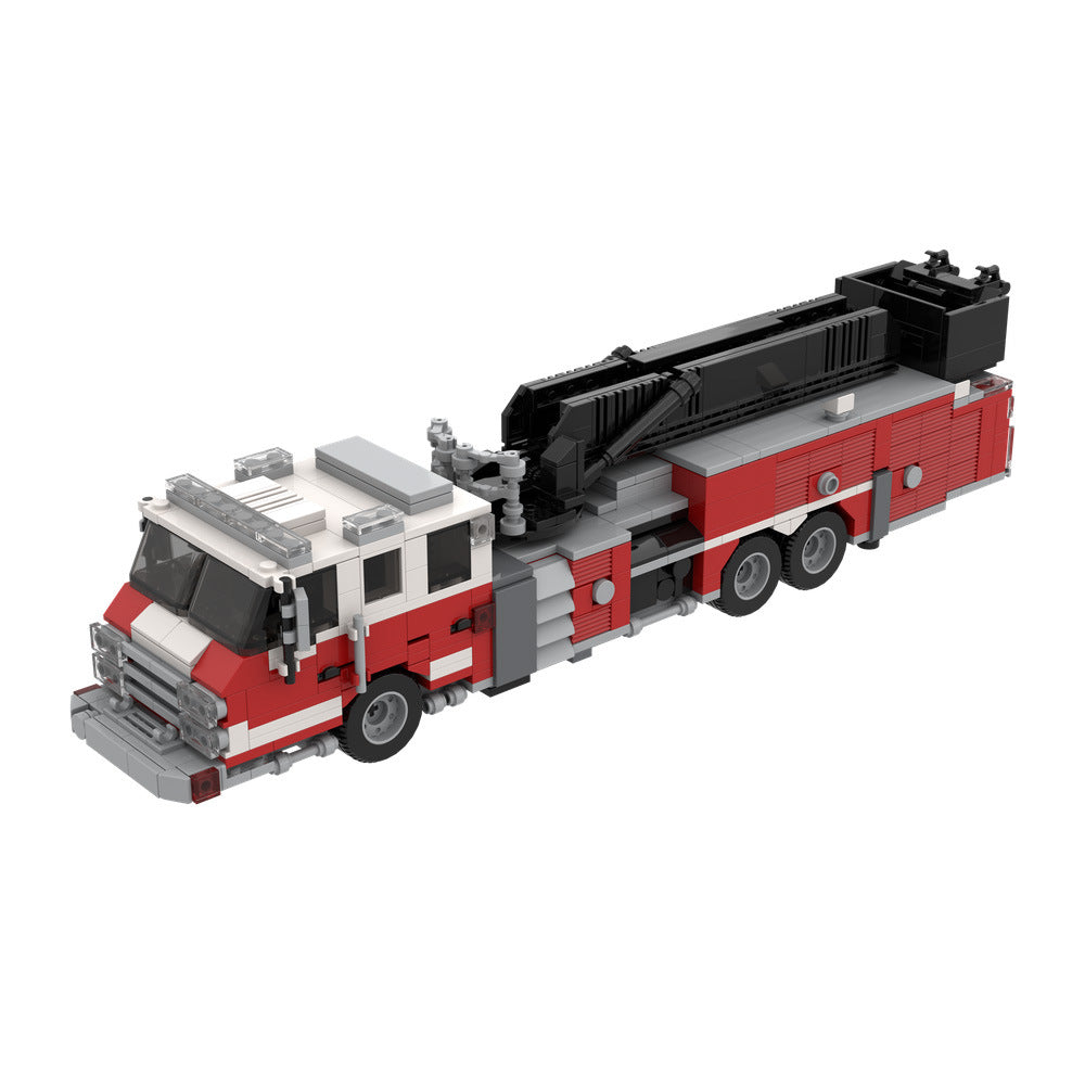 Fire Truck Mid-Mount Aerial Platform Building Kit | LEGO-Compatible MOC - 1