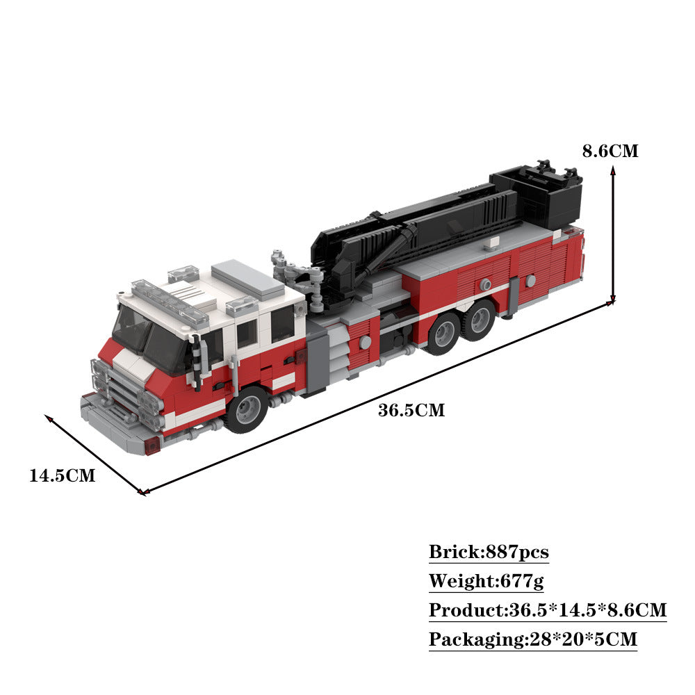 fire truck mid-mount aerial platform building set | moc-162727 - 3
