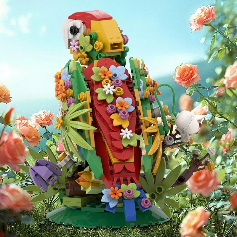 Floral Bird MOC Building Kit – Decorative Flowers & Bird Display Model - 3