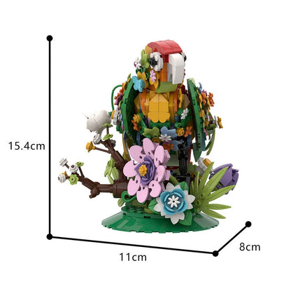 Floral Bird MOC Building Kit – Decorative Flowers & Bird Display Model - 5