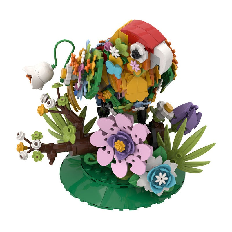 Floral Bird MOC Building Kit – Decorative Flowers & Bird Display Model - 6