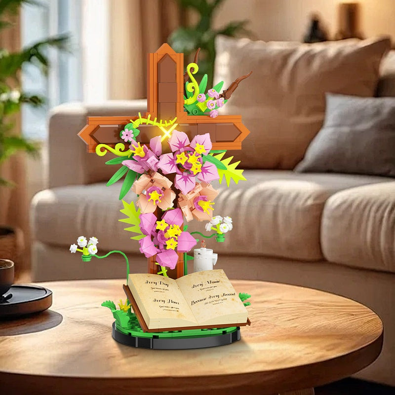Flower Cross MOC Building Kit | Floral Easter Decoration Model - 2