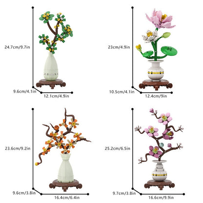 Flower Pot Planting MOC Building Kit | Botanical Potted Plant Display - 4
