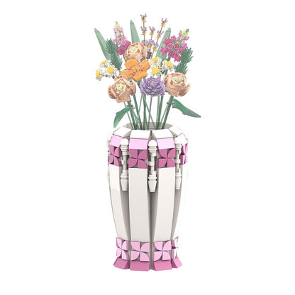 Flower Vase MOC Building Kit | Sunflower, Rose & Tulip Display Model - 6