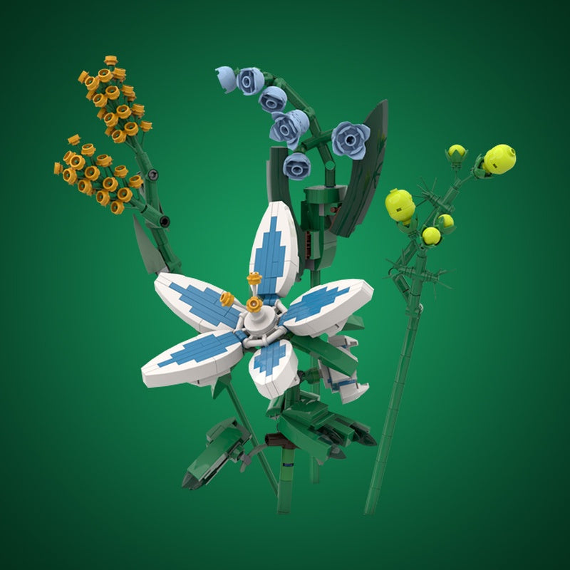 Four Fantasy Botanical Flowers MOC Building Kit - 2