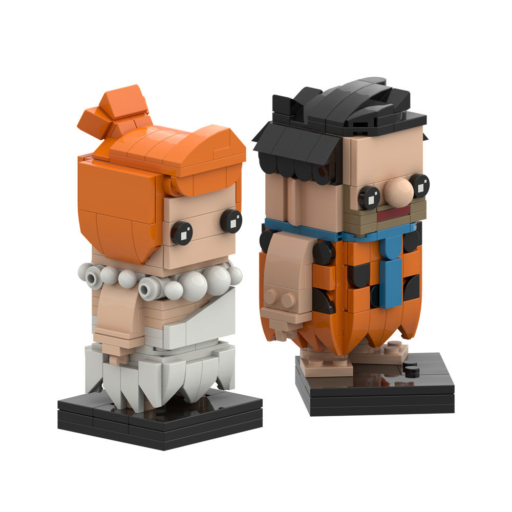 fred and wilma brickheadz building kit |the flintstones | lego compatible moc - 4