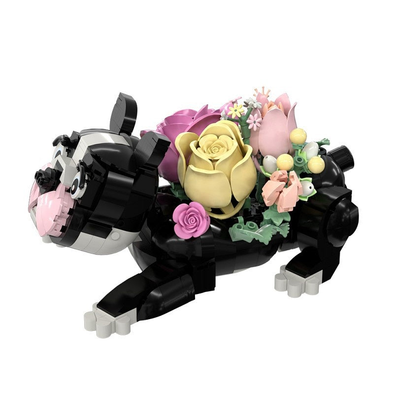 French Bulldog Flower Bouquet Building Kit | LEGO-Compatible MOC - 2