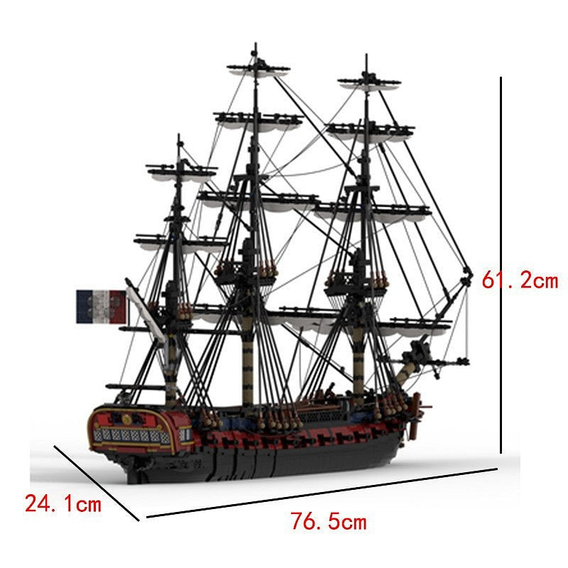 French Frigate LEmeraude 28-Gun Historical MOC Building Kit - 3
