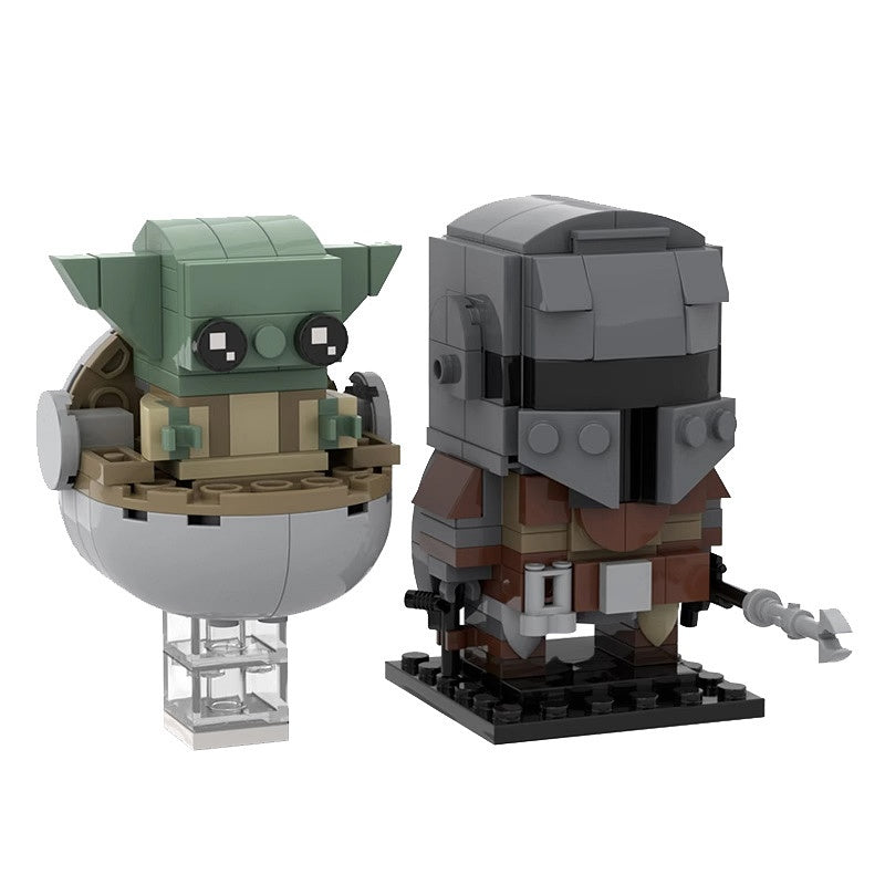 Galactic Bounty Hunter & Space Child Brickheadz Building Kit | LEGO-Compatible MOC - 1