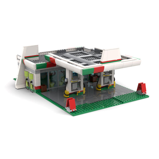 Gas Station Building Kit | LEGO-Compatible MOC - 1