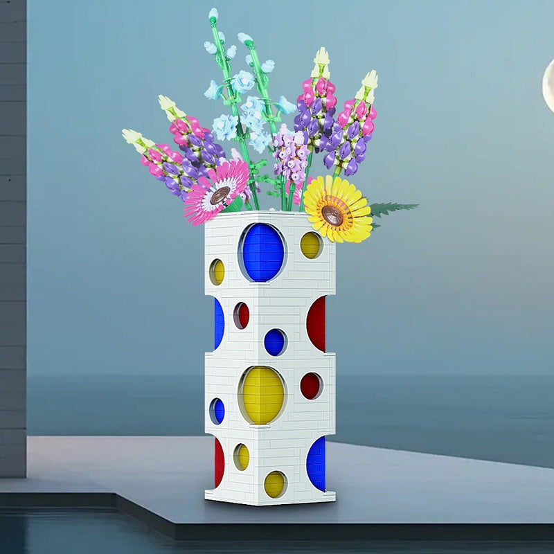Geometric Color Dot Vase MOC Building Kit | Modern Art Decor - 2