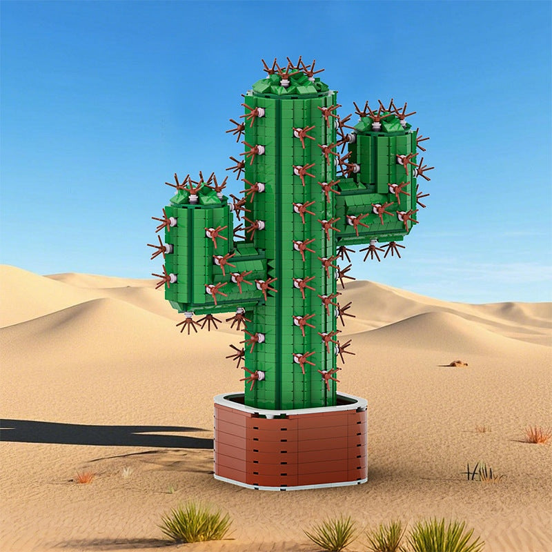 Giant Cactus Plant MOC Building Kit | Potted Desert Display Model - 2