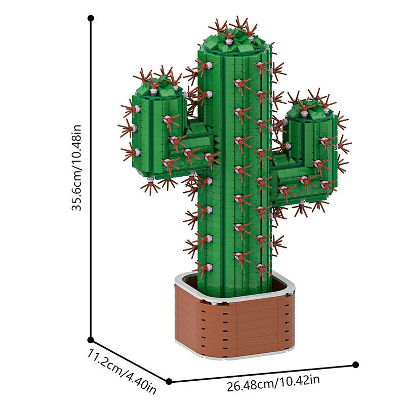 Giant Cactus Plant MOC Building Kit | Potted Desert Display Model - 4