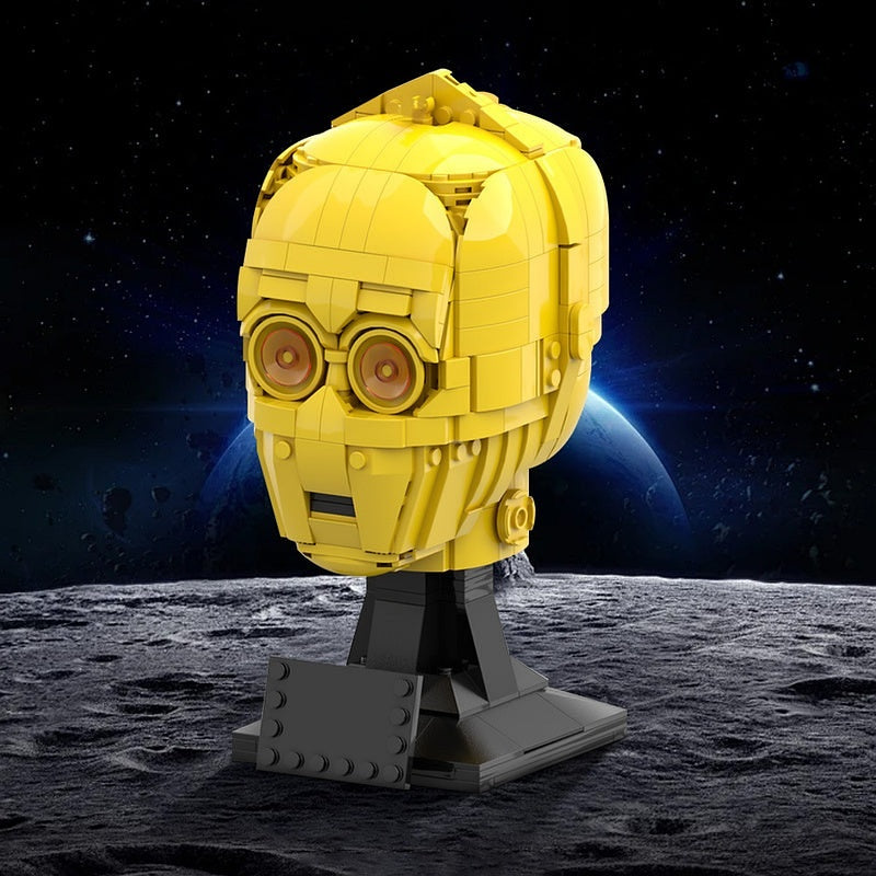 Golden Protocol Droid Head MOC Robot Display Building Kit - 3