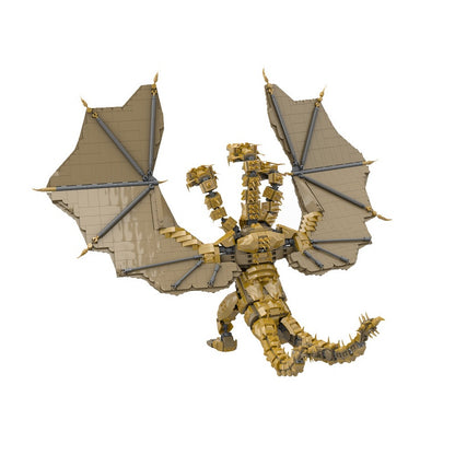 Golden Three-Headed Dragon Daikaiju Building Kit | LEGO-Compatible MOC - 2