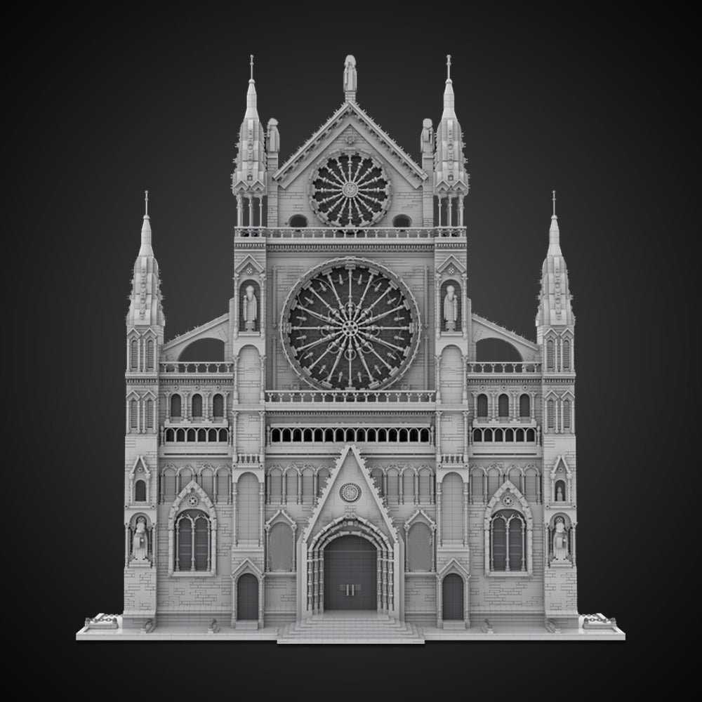 gothic cathedral facade building set | moc-199891 - 1