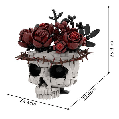 Gothic Skull & Eternal Rose MOC Building Kit for Dark Fantasy Display - 7