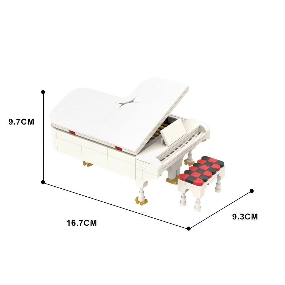 Grand Piano White Building Kit | LEGO-Compatible MOC - 4