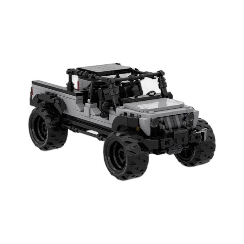Gray Off-Road Pickup Truck MOC Building Kit | 8-Wide Vehicle Model - 1