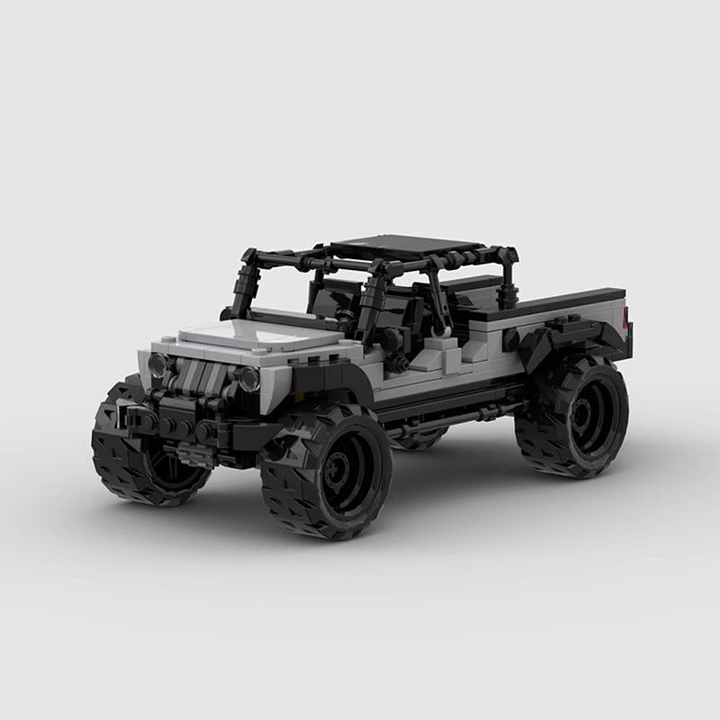 Gray Off-Road Pickup Truck MOC Building Kit | 8-Wide Vehicle Model - 2