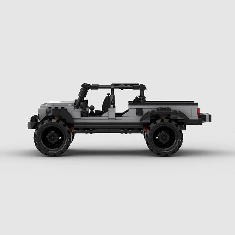 Gray Off-Road Pickup Truck MOC Building Kit | 8-Wide Vehicle Model - 5