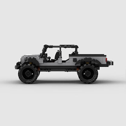 Gray Off-Road Pickup Truck MOC Building Kit | 8-Wide Vehicle Model - 5