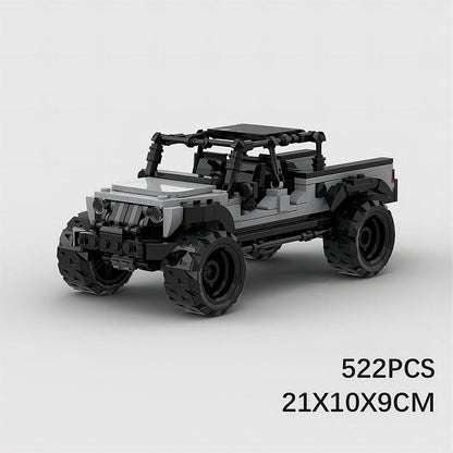 Gray Off-Road Pickup Truck MOC Building Kit | 8-Wide Vehicle Model - 6