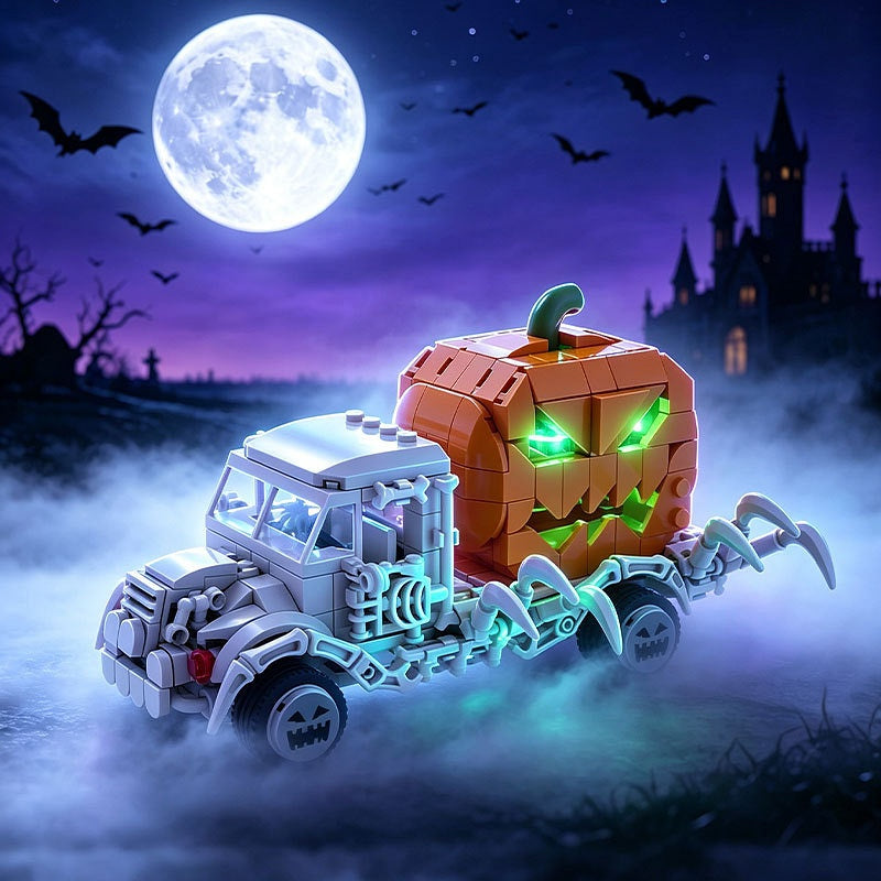 Halloween Pumpkin Carriage MOC Building Kit | Skeleton Vehicle Model - 1