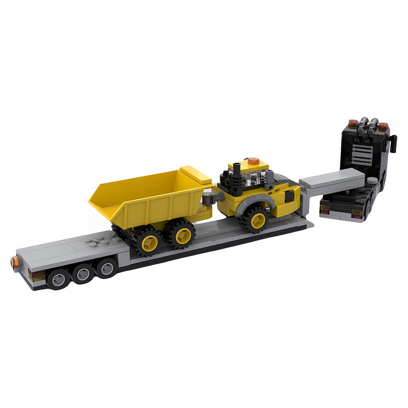 Heavy Haul Semi Truck & Lowboy Dump Hauler MOC Building Kit - 3