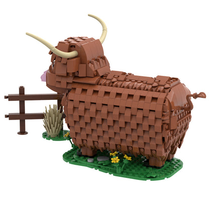 highland cattle building kit | lego compatible moc - 3
