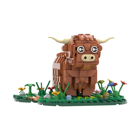 highland cattle building kit | lego compatible moc - 5
