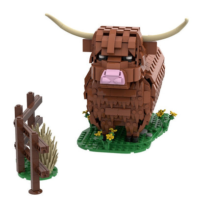 Highland Cattle MOC Building Kit | Realistic Wildlife Display Model - 10