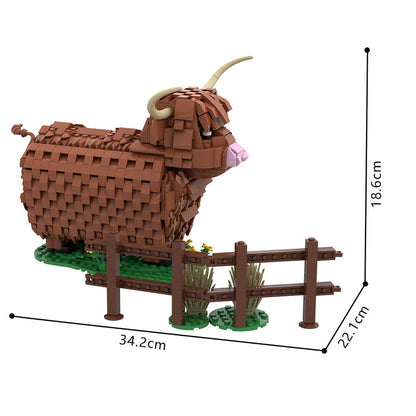 Highland Cattle MOC Building Kit | Realistic Wildlife Display Model - 6