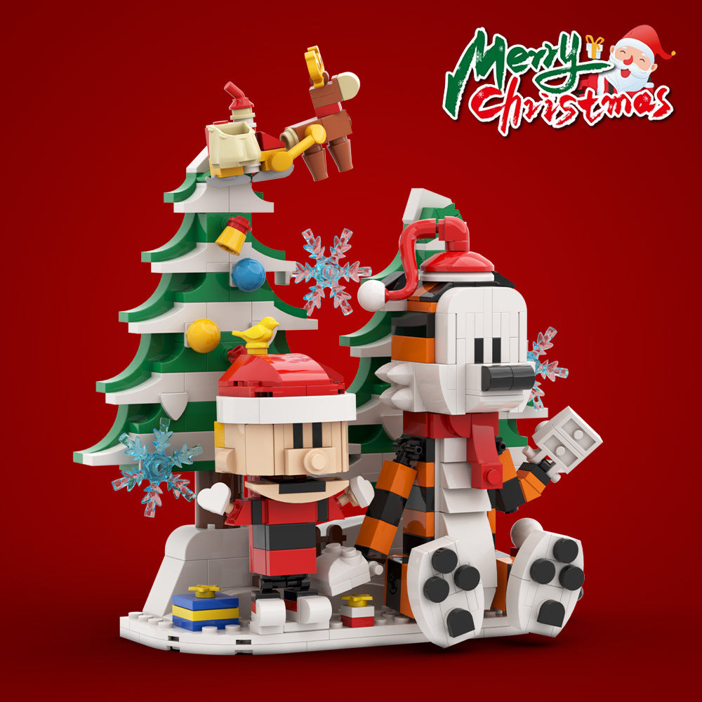 hobbes & calvin christmas edition building kit | lego compatible moc - 1