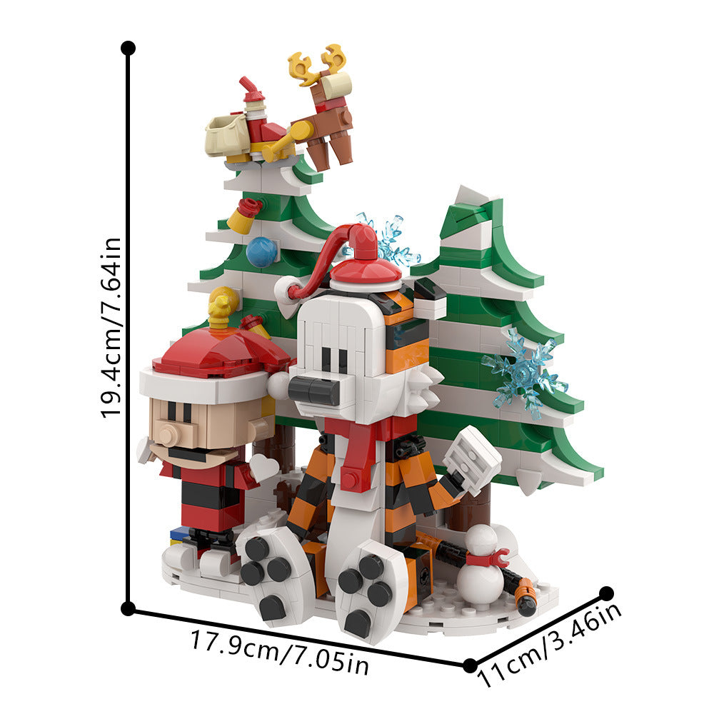 hobbes & calvin christmas edition building kit | lego compatible moc - 4