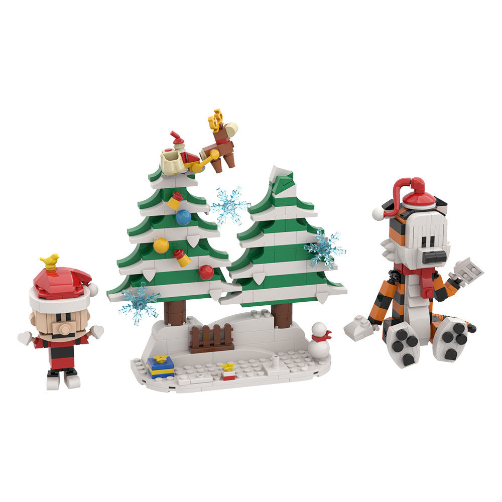 hobbes & calvin christmas edition building kit | lego compatible moc - 6