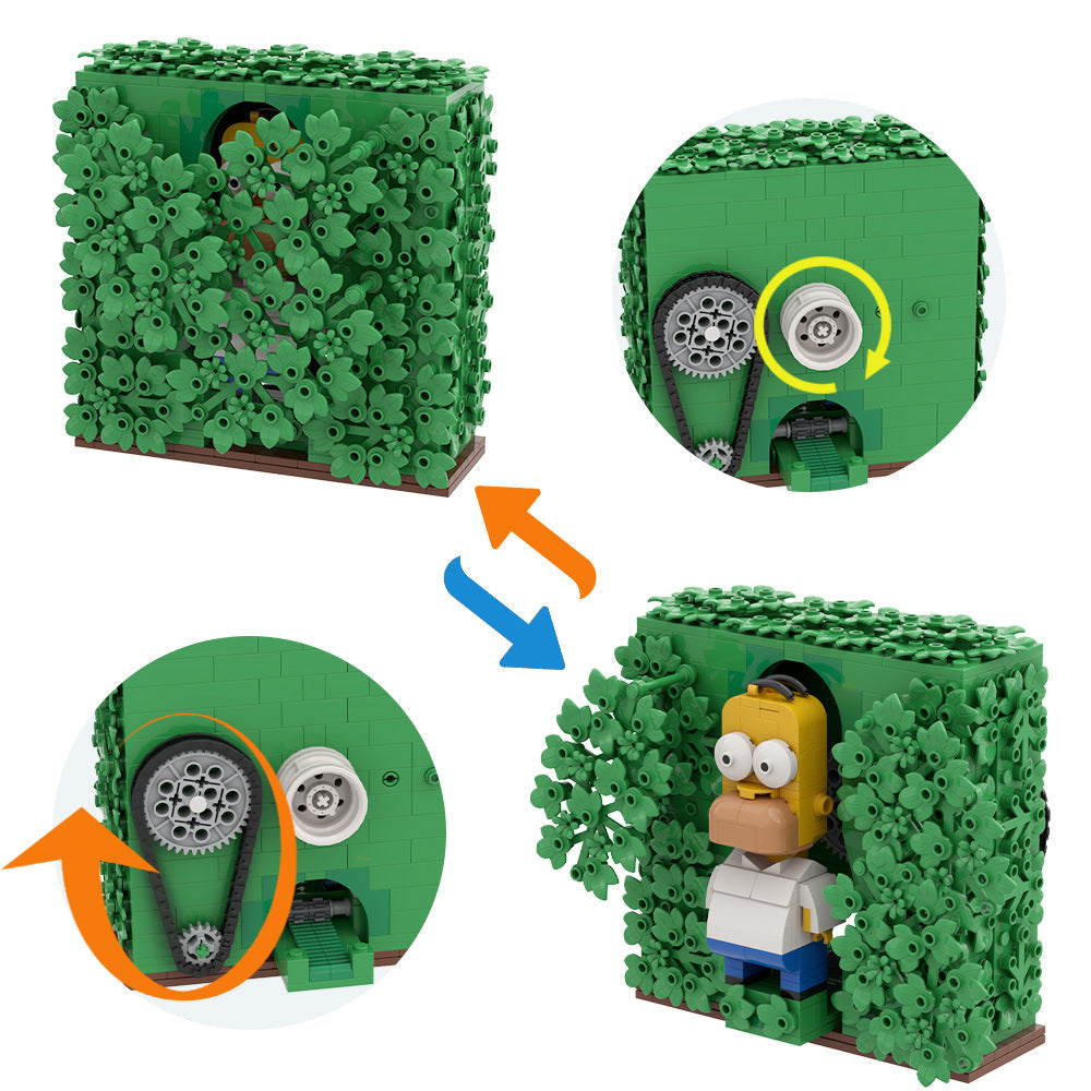 homer disappearing in bushes building kit | the simpsons | lego compatible moc - 5
