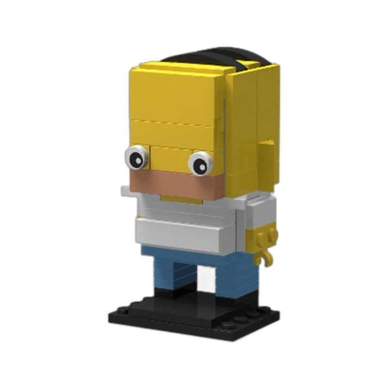 homer simpson moc brickheadz building set | lego compatible - 2