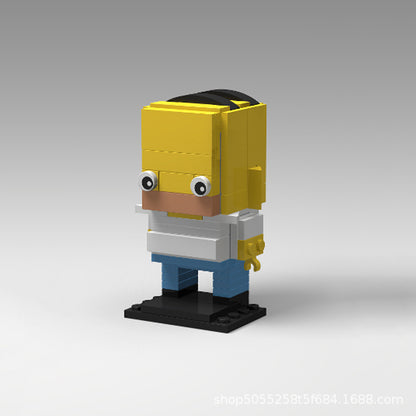 homer simpson moc brickheadz building set | lego compatible - 3