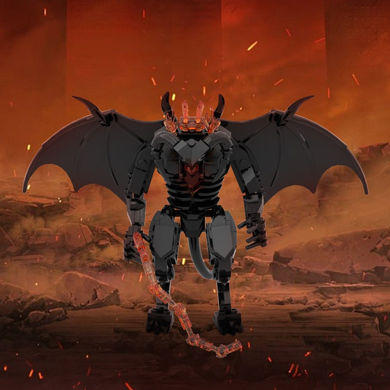 Horned Fire Demon MOC Building Kit | Fantasy Monster Figure - 1