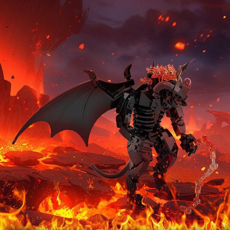 Horned Fire Demon MOC Building Kit | Fantasy Monster Figure - 2