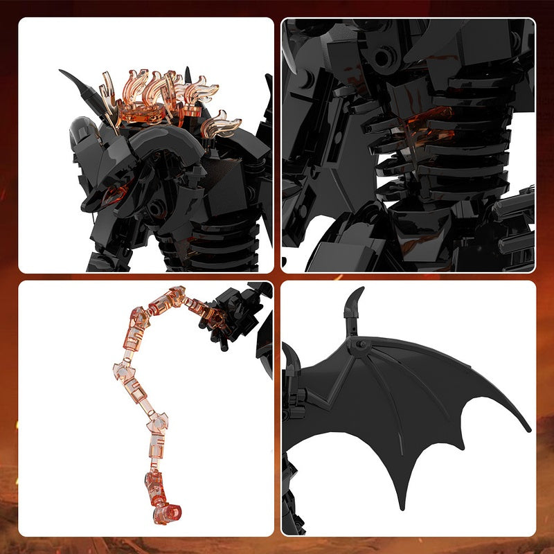 Horned Fire Demon MOC Building Kit | Fantasy Monster Figure - 3