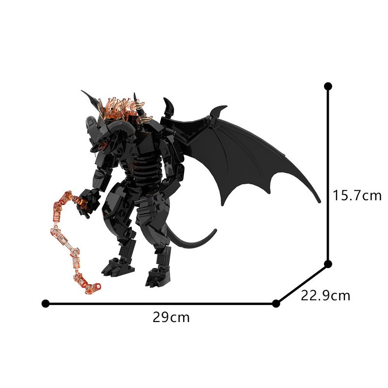 Horned Fire Demon MOC Building Kit | Fantasy Monster Figure - 4