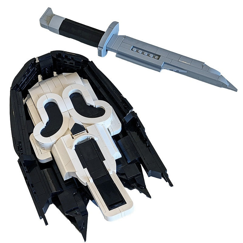 Horror Ghost Mask MOC Display Sculpture Building Kit | Hooded Mask Model - 3