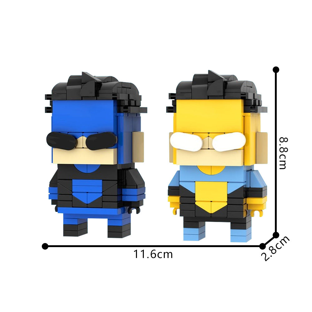 Indestructible Hero Brickheadz MOC Building Kit | Yellow & Blue Suit Warrior 3