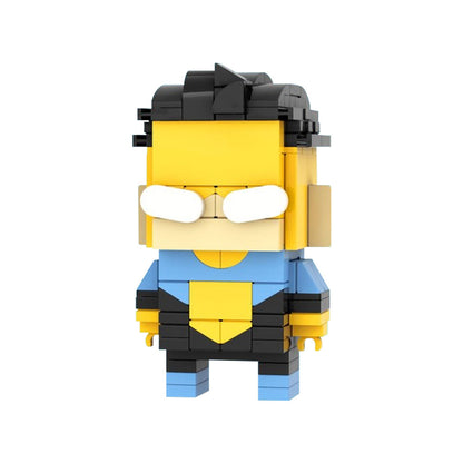 Indestructible Hero Brickheadz MOC Building Kit | Yellow & Blue Suit Warrior 6